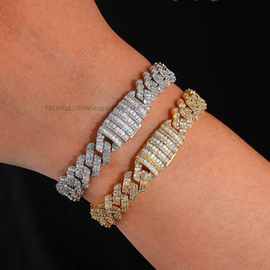 Pulsera de Cadena Cubana Hip Hop de 10mm con Zirconia Mixta en Forma de T y Rombo para Hombre, Joyería Tanjing - Product Image 2