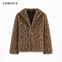 Manteau en fausse fourrure pour femme, imprimé léopard marron, chaud et épais, style streetwear de luxe, tendance, en stock, vente en gros