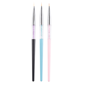 Lot de 3 pinceaux à ongles en nylon colorés avec manche en plastique à paillettes et diamants pour le nail art en salon - Product Image 6