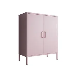 Di nuovo modo di mobili per la casa abbattuto 2 porta in acciaio rosa armadio/armadio di stoccaggio Durevole anti-sistema di inclinazione