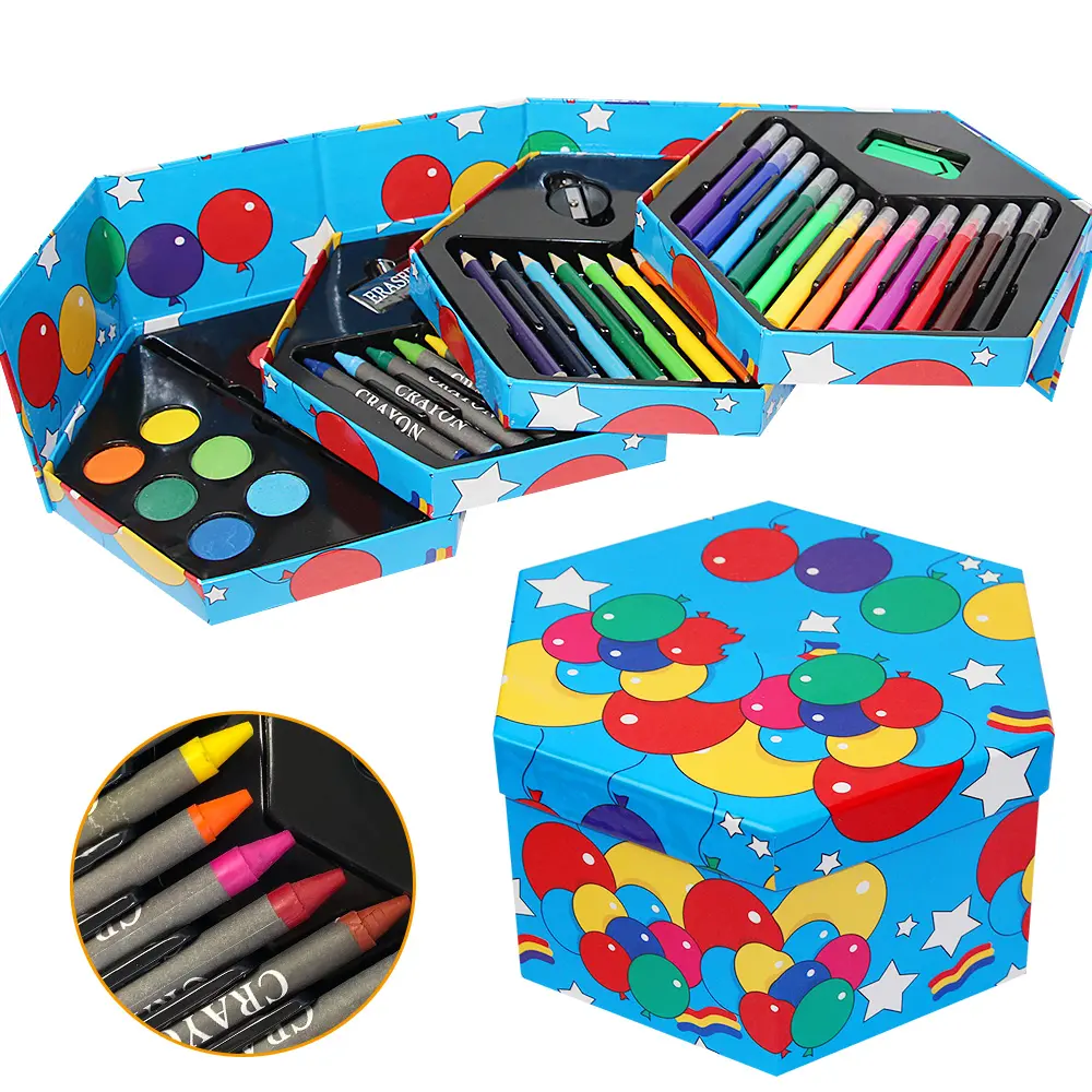 Sanat kaynağı kolay taşıma çizim boyama 52 hediye paketi sanat seti renk kutusu ile çocuklar için