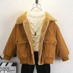 Veste en velours côtelé personnalisée avec logo pour enfants, doublée polaire, chaude, épaisse, pour l'automne et l'hiver, pour garçons et filles - Product Image 2