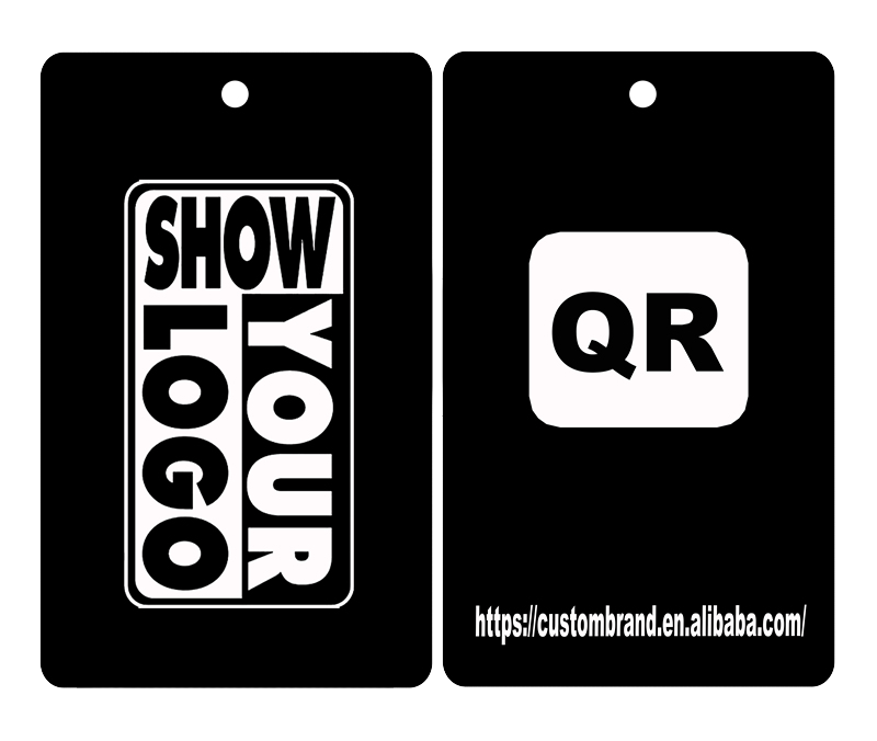 Custom 300g Black Paper Hang Tags High Quality With Colored Printing Personalized Logo Design Custom Size Cut For Garments Bags