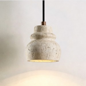 Luminaire suspendu en travertin jaune naturel, style Wabi Sabi, chambre à coucher, chevet, salle à manger, bar - Product Image 1
