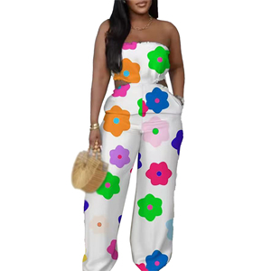 Combinaison élégante sans manches à imprimé ajouré et jambes larges pour femme – Tendance - Product Image 4