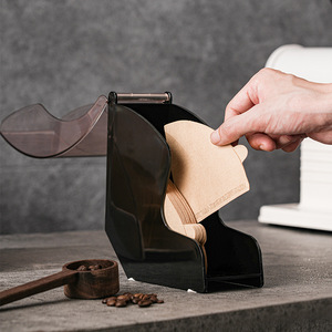 Kafei Shi – porte-filtre à café en plastique, boîte de rangement anti-poussière pour usage domestique et en café, design moderne et simple, noir et blanc - Product Image 3