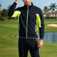 Ensemble de survêtement léger 2 pièces pour homme, automne, bleu roi et vert fluo, color-block, respirant, anti-humidité, veste et pantalon