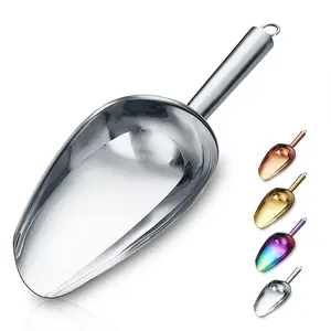 Stainless Steel Ice Scoop 6 OZ Party Pet Animal Dog Food Scoop Metal Ice Shovel For Ice Maker Multipurpose For Candy Kitchen Bar