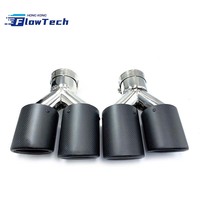 Embout d'échappement universel pour voiture de 89 mm en acier inoxydable avec couvercle d'entrée et de sortie en fibre de carbone pour la modification et la décoration des véhicules