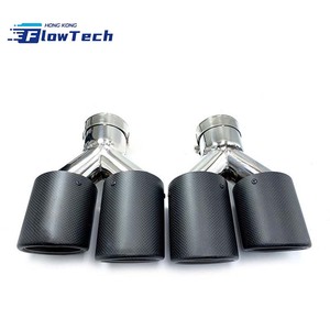 Punta de escape universal de 89 mm para coche, de acero inoxidable con cubierta de entrada y salida de fibra de carbono para decoración y modificación de vehículos - Product Image 4