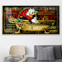 Peinture d'art inspirante sur l'argent et les cartes de crédit, art mural motivant de MORE MONEY DUCK pour la décoration de la maison, chambre à coucher, cadeau pour garçon