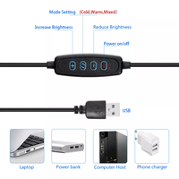 FOSOTO Mini Anneau Lumineux LED USB Dimmable avec Trépieds de Table, Anneau Lumineux LED de 10 Pouces pour Vlog et Maquillage