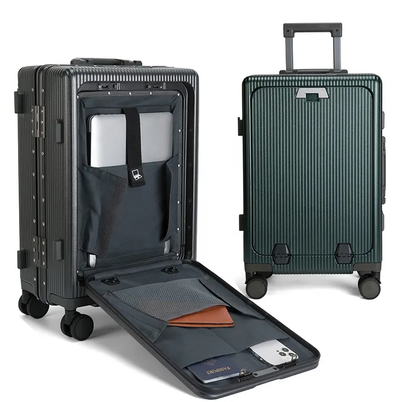 حقيبة سفر جديدة على شكل حقيبة سفر مفتوحة من الأمام 20 بوصة مزودة بحامل للجيب ومناسبة للكمبيوتر المحمول