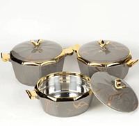 3-teiliges Set 2L 2,5L 3L Hochwertiger Geometrischer Speisenwärmer Isolierter Warmhaltebehälter Luxuriöser V-Knopf Servierschüssel-Set