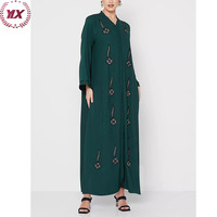 Abaya – perles de bonne qualité, prix d'usine, ravissant col en V, fermeture à boutons-pression dissimulée, devant élégant, Offre Spéciale
