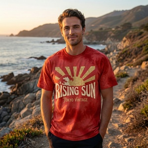 T-shirt décontracté à manches courtes surdimensionné en gros TKAN766D, personnalisé, peint, lourd, 280 g/m², 100 % coton, pour hommes - Product Image 1