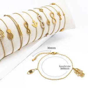 Pulseras de Moda Vintage al por Mayor, Personalizadas, de Acero Inoxidable Dorado, con Forma de Chica, Resistentes al Agua, con Circonitas, Elegantes, Justop - Product Image 1