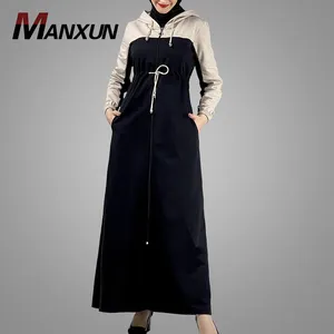 Modern Jubah 2021 Latest Fashion Long Sleeve Islamic Clothing Hotsale Cotton Muslim Women Abaya Dress With Hoodies