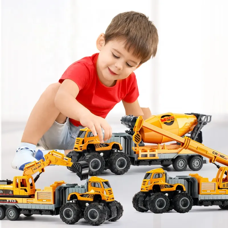 2023 New ABS Toy Alloy Truck Car Inertia Die Casting Car Crane Toy Die Casting Engineering Construction Toy Children's Truck