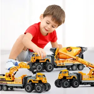 2023新型ABS玩具合金卡车汽车惯性压铸汽车起重机玩具压铸工程建筑玩具儿童卡车