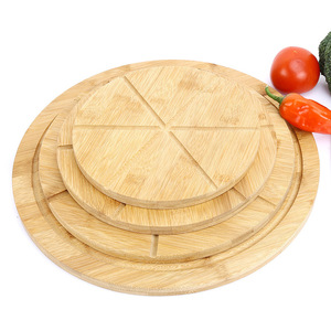 Planche à découper en bambou ronde, plateau en bois pour pizza, sushi, steak, pour restaurants occidentaux, style moderne et simple - Product Image 2
