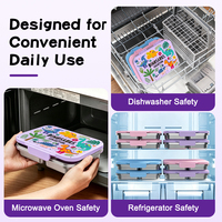 Boîte à bento mignonne en acier inoxydable 304 de qualité alimentaire, chauffable, avec couvercle et couverts, portable pour le bureau/l'école/les voyages, OEM/ODM