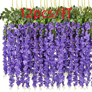 Fleurs artificielles de glycine 100cm-200cm, bouquet en soie plastique pour décorations de plafond intérieures de mariage - Product Image 1