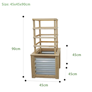 Natural Wood & Galvanized Steel Garden Raised Bed WithTrellis Heavy Duty Plant Support <b>Planter</b> Box for Climbing Flowers - Product Image 5