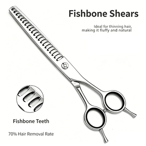 7inch Curved Chunker Professional Dog Grooming Scissors Japanese 440c Steel Curved <b>Thinning</b> Pet Scissors Dog Scissors Shears - Product Image 2