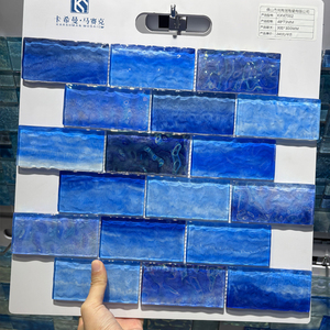 <span class=keywords><strong>Mosaico</strong></span> <span class=keywords><strong>para</strong></span> Piscina al por Mayor, 300*300, Azul Iridiscente Irregular, Azulejos de Vidrio <span class=keywords><strong>para</strong></span> Paredes de Baño y Cocina - Product Image 2