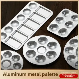 1 pièce Plateau de peinture <span class=keywords><strong>aquarelle</strong></span> en métal à 10 trous, palette circulaire pour peinture, palette rectangulaire en aluminium, fournitures artistiques - Product Image 3