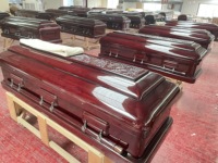 Ataúd Funerario de Madera de Caoba Sólida de Alta Calidad al por Mayor, Ataúd de Lujo para Adultos, Artículos Funerarios