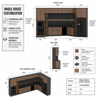 Ensemble de meubles de cuisine modernes sur mesure en bois massif et contreplaqué, rangement mural pour projets complets de maison