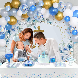 Bleu blanc or ballons garçons anniversaire bébé garçon pleine lune fête décoration ballon <span class=keywords><strong>ensemble</strong></span> pour bébé douche baptême fête - Product Image 2