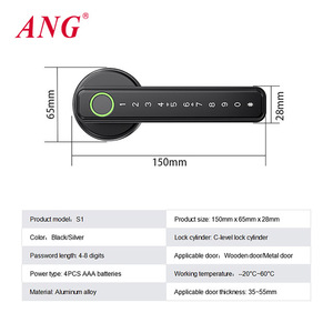 Kunci gagang pintu Tuya Eropa, kunci listrik dengan kode sidik jari kata sandi kunci pintu untuk kantor - Product Image 4
