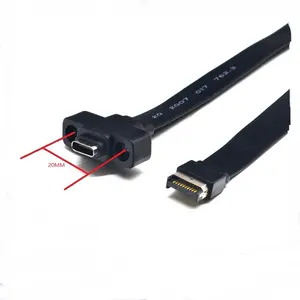 Cable de Conector Tipo E Macho a USB 3.1 Tipo C Hembra Plano de 50 cm con Tornillo - Product Image 1