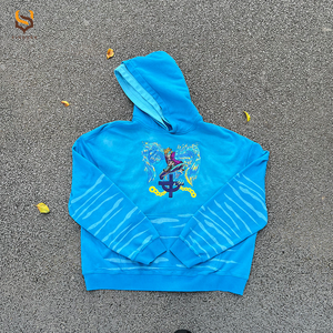 Sweat à capuche double pour homme avec logo brodé personnalisé, style streetwear, fermeture éclair, en molleton bouclette, effet délavé soleil et délavé à l'acide, avec appliqué brodé - Product Image 3