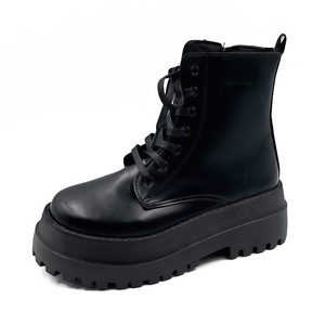 Nouvelle Collection 2021 Bottes d'équitation pour femme, automne, à semelle épaisse, pour un style décontracté, idéales pour les petites silhouettes, mi-<span class=keywords><strong>mollet</strong></span> amincissantes en coton - Product Image 4