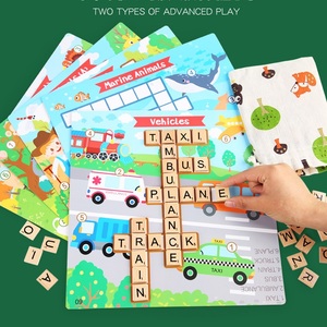 Unisex Children's Early Education English Board Game Word Chain <strong>Crossword</strong> Spelling <strong>Puzzle</strong> Made of Wood for Young Learners