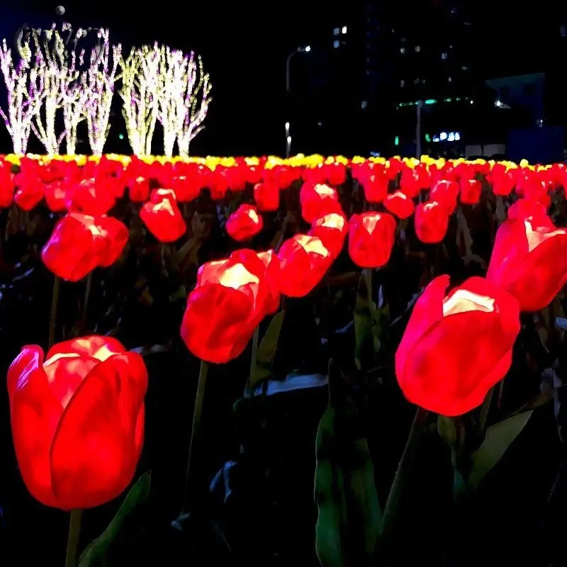 Hot Sales Park Decoration Tulip Artificial Flowers Stand Light LED Flowers