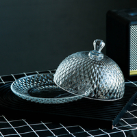Cloche à pâtisserie en verre transparent avec plateau de service, motif ananas diamanté, réutilisable, écologique, couvercle alimentaire sûr pour la présentation des aliments