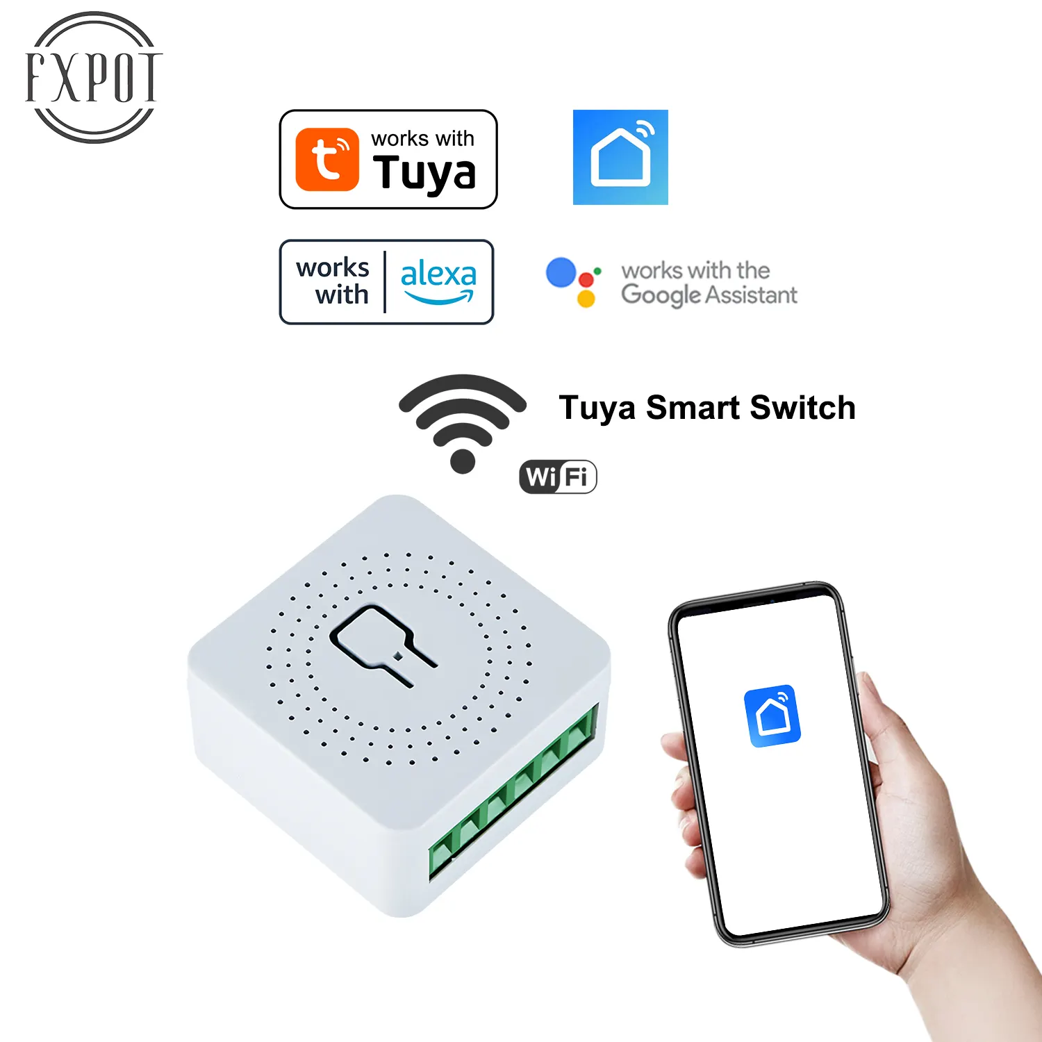 Smart Life APP Alexa Google Home Module de commande vocale Interrupteurs de bricolage Prise en charge du contrôle à 2 voies de la maison intelligente Tuya Mini Wifi Interrupteur intelligent