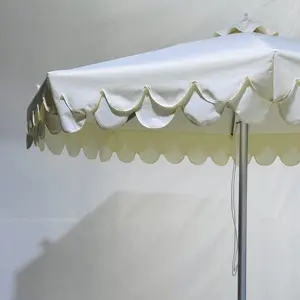 ร่มชายหาดแบบพรีเมี่ยมร่มพับได้แสงยูวีสีขาวสำหรับลานบ้านใช้ทำจากอะลูมิเนียมมีก้านร่มให้ความเย็น