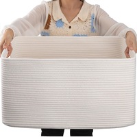 Panier à linge en corde de coton de style européen, grand format, pour le rangement domestique, la chambre à coucher et l'organisation des jouets de bébé