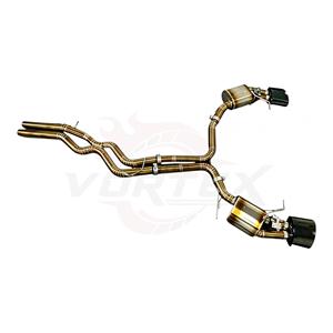 Système d'échappement Catback Vortex Titanium Gold avec valves pour Audi RS6 RS7 C8 4.0T avec embouts ovales noirs brillants et kit de fixation - Product Image 3