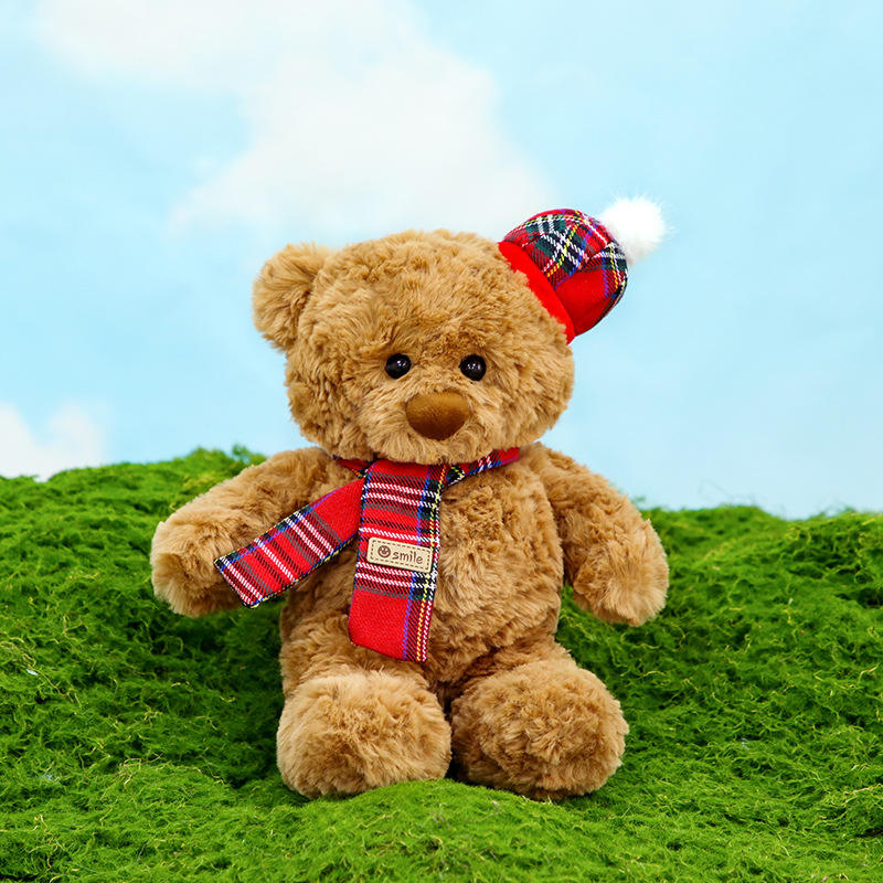 Ryan bear - red plaid scarf style 25cm