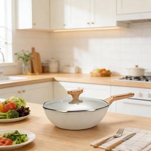 Wok en aluminium antiadhésif en <span class=keywords><strong>pierre</strong></span> médicale, forme octogonale, pour cuisinière à gaz et cuisinière à induction, poêle à fond plat universelle pour la cuisine domestique - Product Image 1