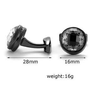 Boutons de manchette de luxe de haute qualité, vente chaude, personnalité, alliage métallique, noir argent, boutons de manchette ronds pour chemise - Product Image 6