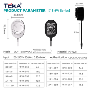 Adaptateur secteur interchangeable 12W 15.6W 12V1A - 24V0.5A Chargeur mural universel pour petits appareils électroniques - Product Image 5