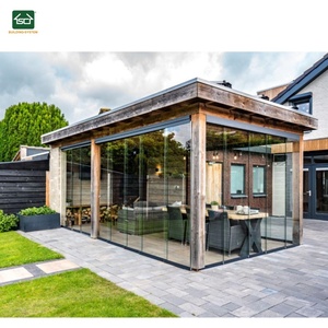 10mm clair verre trempé véranda mur extérieur véranda verre portes coulissantes panneau de verre pergola aluminium extérieur fabricant - Product Image 2